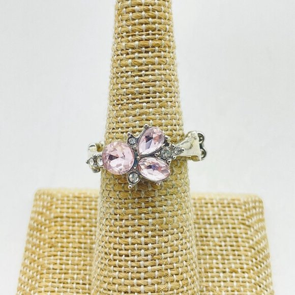 Pink Beaded Bracelet and Matching Ring Set Silver Tone Classic Career Cosplay - Picture 5 of 8